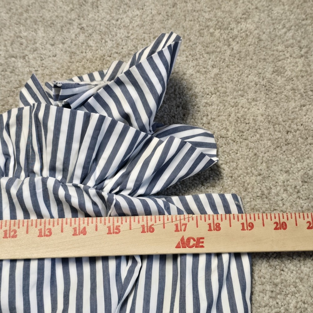 Abercrombie & Fitch Blue White Striped Ruffle Off Shoulder Maxi Dress XL Smocked - Picture 7 of 9